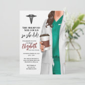 White Coat Medische School Afstuderen Uitnodiging (Staand voorkant)