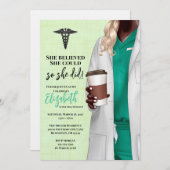 White Coat Medische School Afstuderen Uitnodiging (Voorkant / Achterkant)