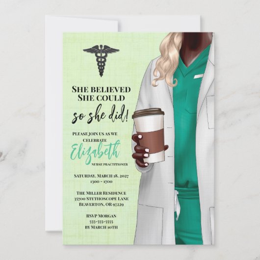 White Coat Medische School Afstuderen Uitnodiging (Voorkant)