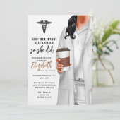 White Coat Medische School Afstuderen Uitnodiging (Staand voorkant)