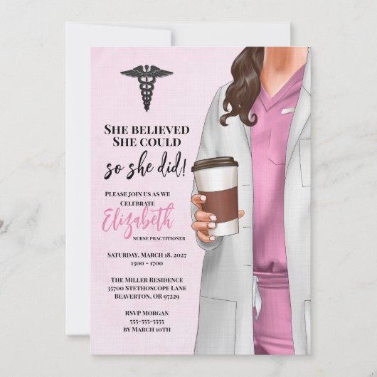 White Coat Medische School Afstuderen Uitnodiging (Voorkant)