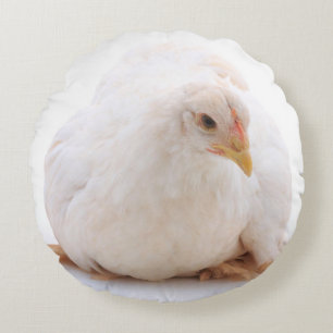 White Cochin Hen Chicken Rond Kussen