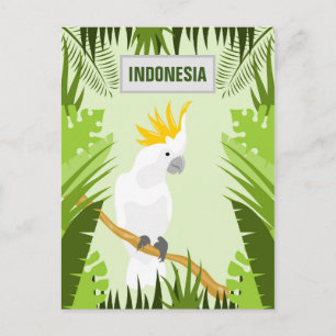 White Cockatau Indonesia Vintage Travel Poster Briefkaart