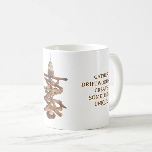 WHITE COFFEE MUG WITH DRIFTWOOD THEME (Devant droit)