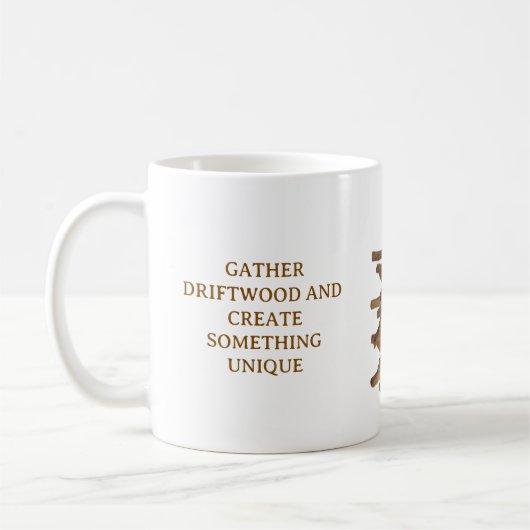 WHITE COFFEE MUG WITH DRIFTWOOD THEME (Gauche)