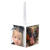 White Collage Kind Foto's Gepersonaliseerd Kubus Ornament (Achter hoekig)