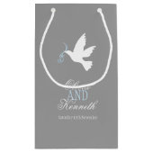 White colombe bleu gris mariage faveur sacs person (Dos)
