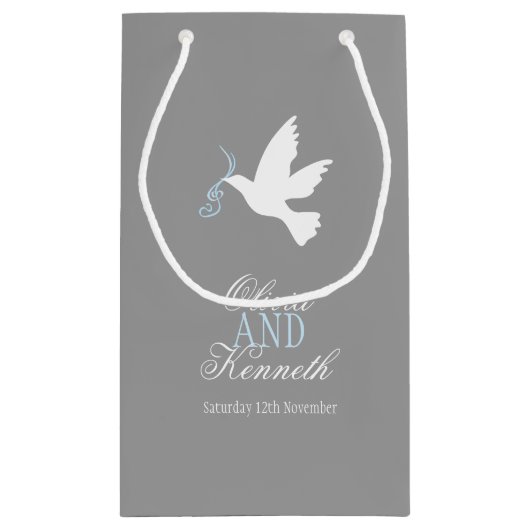 White colombe bleu gris mariage faveur sacs person (Dos)
