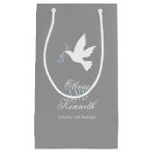 White colombe bleu gris mariage faveur sacs person (Devant)