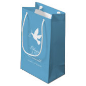 White colombe bleu mariage merci sac cadeau person (Dos Angle)