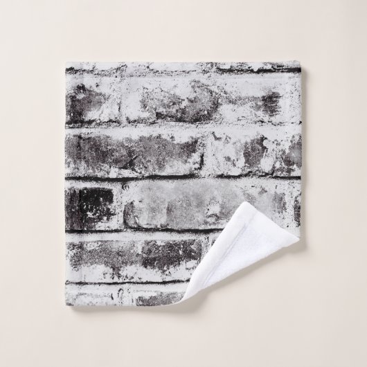 White Contrast Industrial Rustic Brick Texture Bad Handdoek (Wasdoekje)