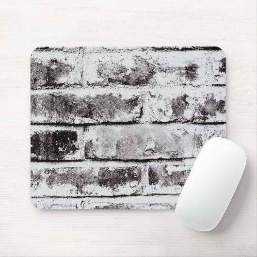 White Contrast Industrial Rustic Brick Texture Muismat (Met muis)