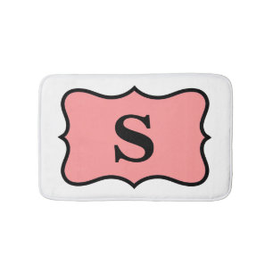 White Coral Oranje Monogram Initiaal Home Decor Badmat