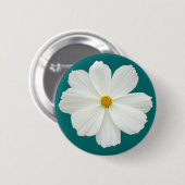 White Cosmos Flower Ronde Button 5,7 Cm (Voorkant /achterkant)