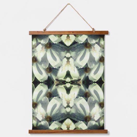 White Cosmos Flowers Abstracte Art Hangend Wandkleed (Voorkant)