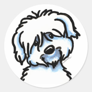 White Coton de Tulear Face Ronde Sticker