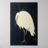 White Crane in Rain - Japans Poster voor fijne kun (Voorkant)