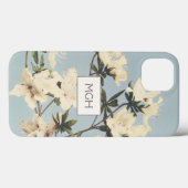  White Cream Azalea Flowers Monogram Case-Mate iPhone Case (Achterkant (horizontaal))