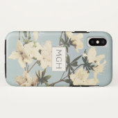 White Cream Azalea Flowers Monogram Case-Mate iPhone Case (Achterkant (horizontaal))