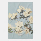  White Cream Azalea Flowers Monogram Theedoek (Verticaal)