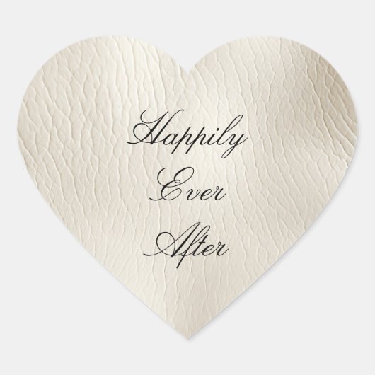 White Cream Faux Leather Wedding Hart Sticker (Voorkant)