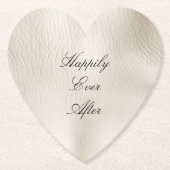 White Cream Faux Leather Wedding Kartonnen Onderzetters (Voorkant)