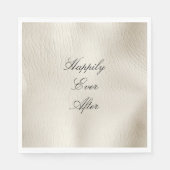 White Cream Faux Leather Wedding Servet (Voorkant)