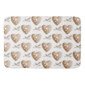 White Cream Gingerbread Cookie Hearts Kerstmis Badmat (Voorkant)