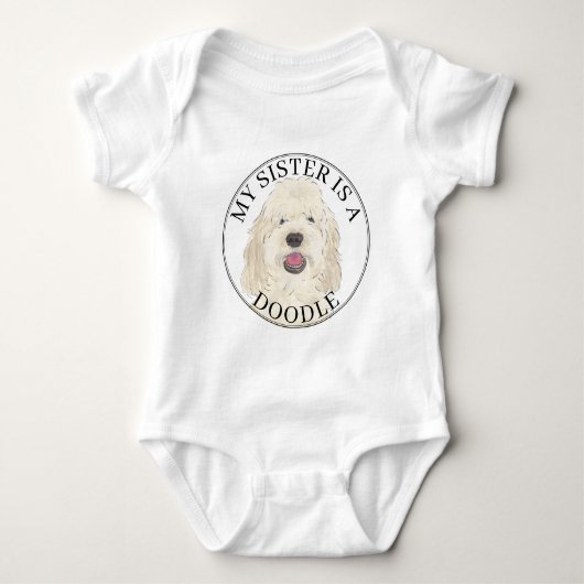 White Cream Golden Doodle Dog Big Sister Romper (Voorkant)