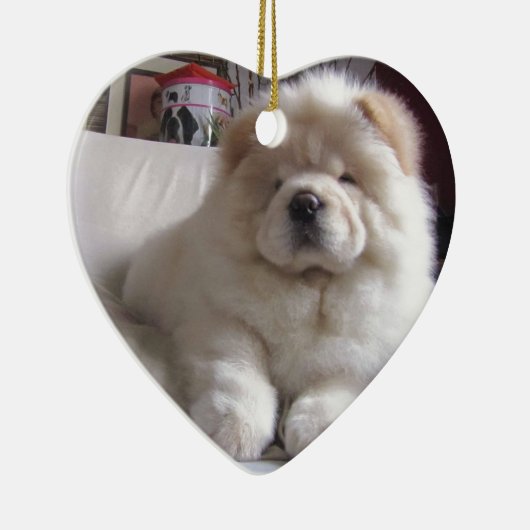 White Cream Puff Chow Chow Puppy Keramisch Ornament (Rechts)