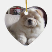 White Cream Puff Chow Chow Puppy Keramisch Ornament (Voorkant)