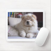 White Cream Puff Chow Chow Puppy Muismat (Met muis)