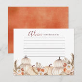 White Cream Pumpkin Rustic Floral Advice Kaart (Voorkant / Achterkant)