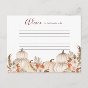 White Cream Pumpkin Rustic Floral Advice Kaart