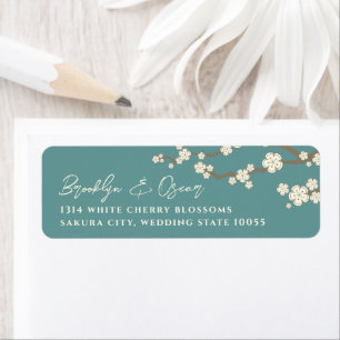 White Cream Sakura Cherry Blossom Asian Wedding Etiket