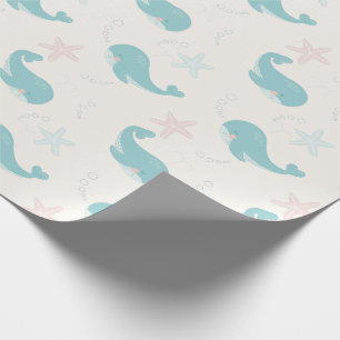White crème whale & Starfish Pattern Cadeaupapier