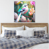 White Crested Blush Chested Fantasy Bird Canvas Afdruk (Insitu (Slaapkamer))