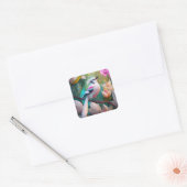 White Crested Blush Chested Fantasy Bird Vierkante Sticker (Envelop)