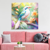 White Crested Iridescent Blauwgroen Wing Fantasy B Canvas Afdruk (Insitu (Woonkamer))