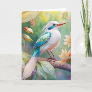 White Crested Iridescent Blauwgroen Wing Fantasy B Kaart