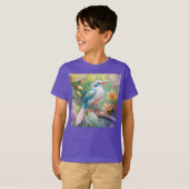 White Crested Iridescent Blauwgroen Wing Fantasy B T-shirt (Voorkant volledig)