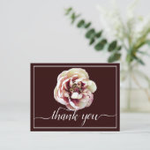 White & Crimson Peony Wine Background Bedankt Briefkaart (Staand voorkant)