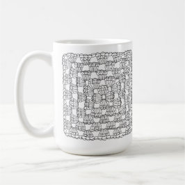 White Crochet Granny Square Coffee Mug Koffiemok