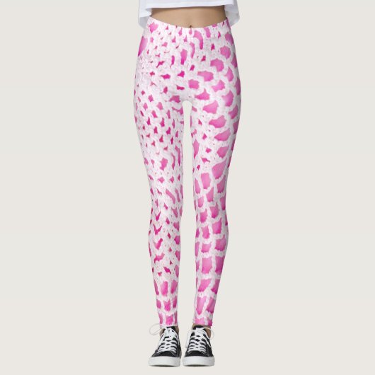 White Crochet op roze Leggings (Voorkant)