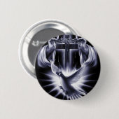 White Cross met Dove Ronde Button 5,7 Cm (Voorkant /achterkant)
