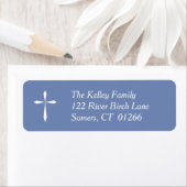 White Cross Religious Address Label, blauw Etiket (Insitu)