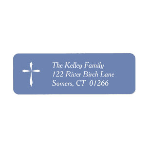 White Cross Religious Address Label, blauw Etiket