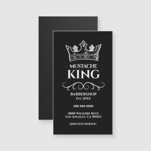 White Crown King Mustache Barbershop Magneet Kaart