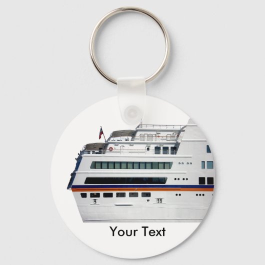 White Cruise Ship Covered Decks Keyring Sleutelhanger (Voorkant)