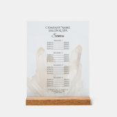 White Crystals Salon Spa Services Menu Acryl Bord (Voorkant)